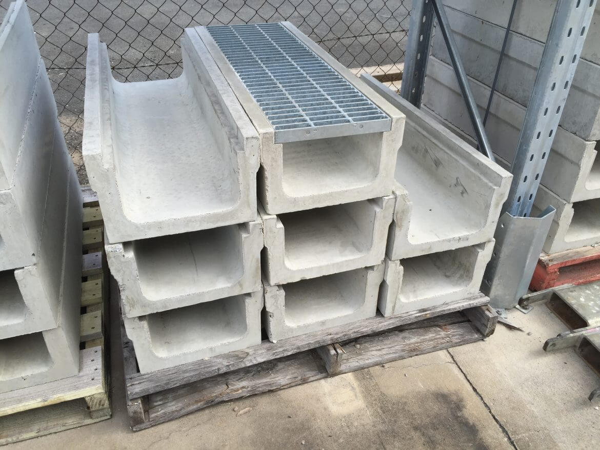 concrete drains and galvanised steel grating